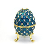 Maxbell Retro Style Egg Trinket Box Decoration Girls Women for Easter New Year Blue
