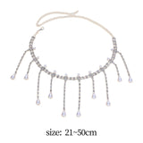 Maxbell Tassel Necklace Choker Rhinestones Embellishment for Festival Birthday