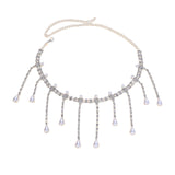 Maxbell Tassel Necklace Choker Rhinestones Embellishment for Festival Birthday