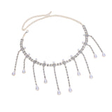 Maxbell Tassel Necklace Choker Rhinestones Embellishment for Festival Birthday