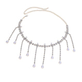 Maxbell Tassel Necklace Choker Rhinestones Embellishment for Festival Birthday