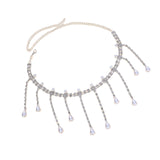 Maxbell Tassel Necklace Choker Rhinestones Embellishment for Festival Birthday