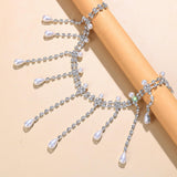 Maxbell Tassel Necklace Choker Rhinestones Embellishment for Festival Birthday