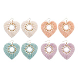 Maxbell Fashion Heart Shaped Tassel Earrings Statement Drop Earrings for Wedding Violet