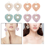 Maxbell Fashion Heart Shaped Tassel Earrings Statement Drop Earrings for Wedding Violet
