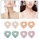 Maxbell Fashion Heart Shaped Tassel Earrings Statement Drop Earrings for Wedding Violet
