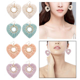 Maxbell Fashion Heart Shaped Tassel Earrings Statement Drop Earrings for Wedding Violet
