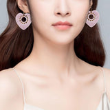 Maxbell Fashion Heart Shaped Tassel Earrings Statement Drop Earrings for Wedding Violet