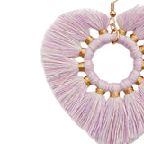 Maxbell Fashion Heart Shaped Tassel Earrings Statement Drop Earrings for Wedding Violet