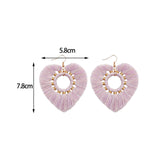 Maxbell Fashion Heart Shaped Tassel Earrings Statement Drop Earrings for Wedding Violet