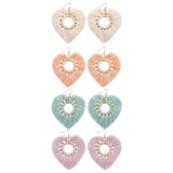 Maxbell Fashion Heart Shaped Tassel Earrings Statement Drop Earrings for Wedding Violet