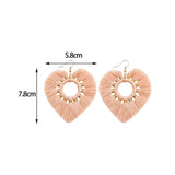 Maxbell Fashion Heart Shaped Tassel Earrings Statement Drop Earrings for Wedding Pink