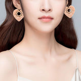 Maxbell Fashion Heart Shaped Tassel Earrings Statement Drop Earrings for Wedding Pink