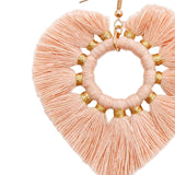 Maxbell Fashion Heart Shaped Tassel Earrings Statement Drop Earrings for Wedding Pink