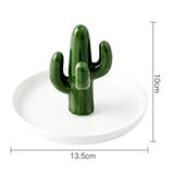 Maxbell Exquisite Cactus rings Holder Tray Creative for Countertop Earrings Bathroom Green