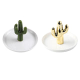 Maxbell Exquisite Cactus rings Holder Tray Creative for Countertop Earrings Bathroom Green