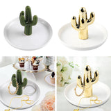 Maxbell Exquisite Cactus rings Holder Tray Creative for Countertop Earrings Bathroom Green