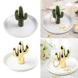 Maxbell Exquisite Cactus rings Holder Tray Creative for Countertop Earrings Bathroom Green