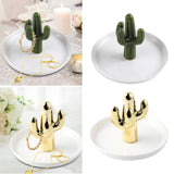 Maxbell Exquisite Cactus rings Holder Tray Creative for Countertop Earrings Bathroom Green