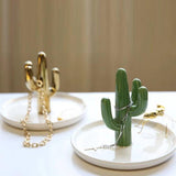 Maxbell Exquisite Cactus rings Holder Tray Creative for Countertop Earrings Bathroom Green