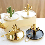 Maxbell Exquisite Cactus rings Holder Tray Creative for Countertop Earrings Bathroom Green