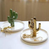 Maxbell Exquisite Cactus rings Holder Tray Creative for Countertop Earrings Bathroom Green