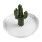 Maxbell Exquisite Cactus rings Holder Tray Creative for Countertop Earrings Bathroom Green