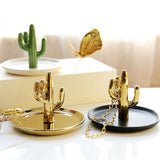 Maxbell Exquisite Cactus rings Holder Tray Creative for Countertop Earrings Bathroom Green