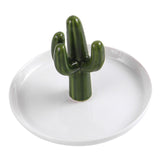 Maxbell Exquisite Cactus rings Holder Tray Creative for Countertop Earrings Bathroom Green