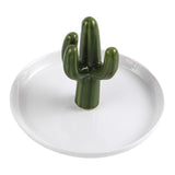 Maxbell Exquisite Cactus rings Holder Tray Creative for Countertop Earrings Bathroom Green