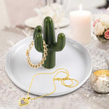 Maxbell Exquisite Cactus rings Holder Tray Creative for Countertop Earrings Bathroom Green