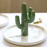 Maxbell Exquisite Cactus rings Holder Tray Creative for Countertop Earrings Bathroom Green