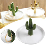 Maxbell Exquisite Cactus rings Holder Tray Creative for Countertop Earrings Bathroom Green