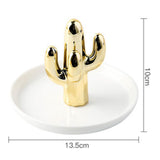 Maxbell Exquisite Cactus rings Holder Tray Creative for Countertop Earrings Bathroom Aureate