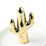 Maxbell Exquisite Cactus rings Holder Tray Creative for Countertop Earrings Bathroom Aureate