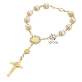 Maxbell Religious Cross Bracelet Crucifix Classic Rosary Retro for Birthday Aureate