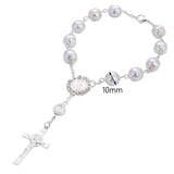 Maxbell Religious Cross Bracelet Crucifix Classic Rosary Retro for Birthday Argent