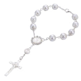 Maxbell Religious Cross Bracelet Crucifix Classic Rosary Retro for Birthday Argent
