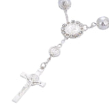 Maxbell Religious Cross Bracelet Crucifix Classic Rosary Retro for Birthday Argent