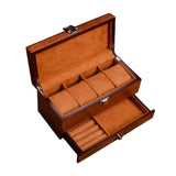 Maxbell Watch Box Container Wooden Practical Portable for Bracelet Watches Light Brown