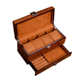 Maxbell Watch Box Container Wooden Practical Portable for Bracelet Watches Light Brown