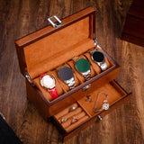 Maxbell Watch Box Container Wooden Practical Portable for Bracelet Watches Light Brown