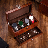 Maxbell Watch Box Container Wooden Practical Portable for Bracelet Watches Dark Brown