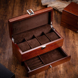 Maxbell Watch Box Container Wooden Practical Portable for Bracelet Watches Dark Brown