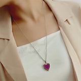 Maxbell Love Heart Mood Necklace Fashion with Photo Frame for Anniversary Women Her no Letters
