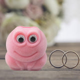 Maxbell Lovely Frog Ring Box Flocking Creative Cute for Earrings Engagement Birthday Pink