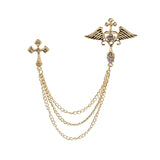 Maxbell Angel Wing Brooch Jewelry Tassel Chain Pin Lapel Pins Badges Rhinestone Aureate