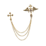 Maxbell Angel Wing Brooch Jewelry Tassel Chain Pin Lapel Pins Badges Rhinestone Aureate