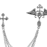 Maxbell Angel Wing Brooch Jewelry Tassel Chain Pin Lapel Pins Badges Rhinestone Argent