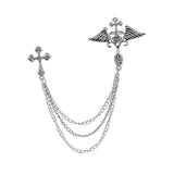 Maxbell Angel Wing Brooch Jewelry Tassel Chain Pin Lapel Pins Badges Rhinestone Argent